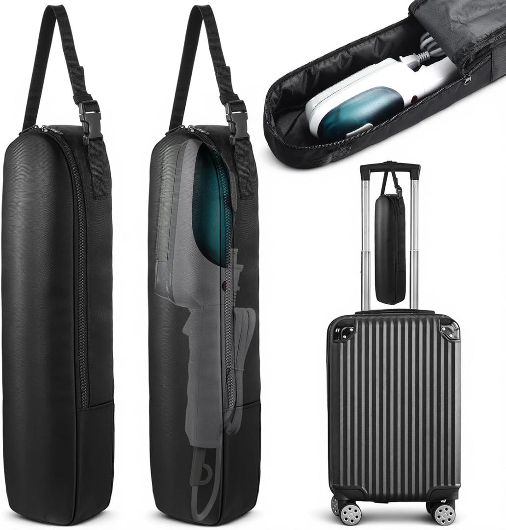 2 Pcs Portable Steamer Bags for Travel Steam Iron, Black Travel Carrying Bag for Handheld Iron, Handheld Steamer Case Organizer with Hanging Buckle Strap, Fits Travels Bag Only