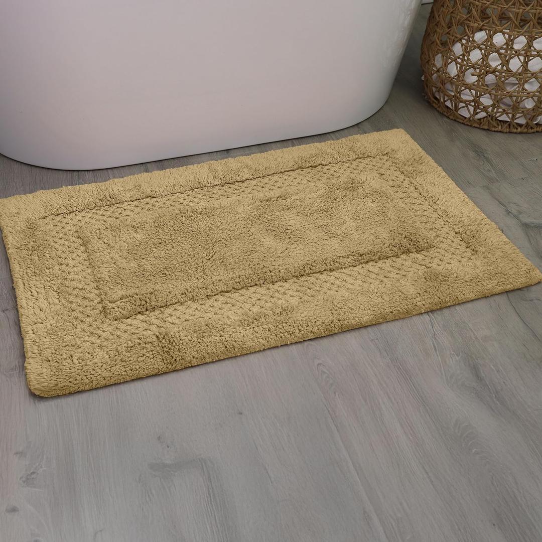 Home Weavers Classy Bathmat 100% Cotton Bathroom Rugs Set, Bathroom Décor, Washable Rug, Extra Soft and Absorbent bath Rug, Kitchen Mat, Bath Mat Set, Bath Floor Mat Non Slip, 21"x34" Rectangle, Linen