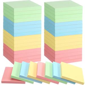 Thenshop 24 Sets Full Adhesive Sticky Notes 3x3 Inches Sticky Notes Adhesive Memo Self-Stick Pads Back to School Supplies Easy to Post for Teacher Coworkers Office 80 Sheets/pad(Colorful,Unlined)