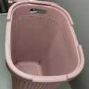 Mind Reader Slim Laundry Hamper with Lid, 60L Tall Clothes Basket, Narrow Tapered Design for Bathrooms, Closets and Laundry Rooms, Plastic, Pink (1 Piece)