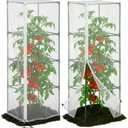 2 Pcs Garden Bird Netting for Square Plant Cage, 59" x 18" x 18" Tomato Cage Garden Net Cover with Zipper, Tomato Trellis Insect Bird Barrier Protection Mesh for Vertical Climbing Plants Vegetables