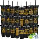 Nuogo 24 Pcs 2026 Graduation Cups Plastic Graduation Gifts 24oz Congrats Grad Tumblers for College Graduate Reusable Tumblers with Straw and Lid Class of 2026 Gifts for Grad Party (Black Gold) C