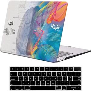 KEROM Compatible with MacBook Air 13 inch Case 2022 2021 2020 2019 2018 Release M1 A2337 A2179 A1932 Retina Display Touch ID, Plastic Hard Shell Case & Keyboard Cover, Left Right Brain