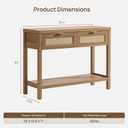 SICOTAS Rattan Console Table with Drawers, Boho Entryway Table Sofa Table, 1 Piece