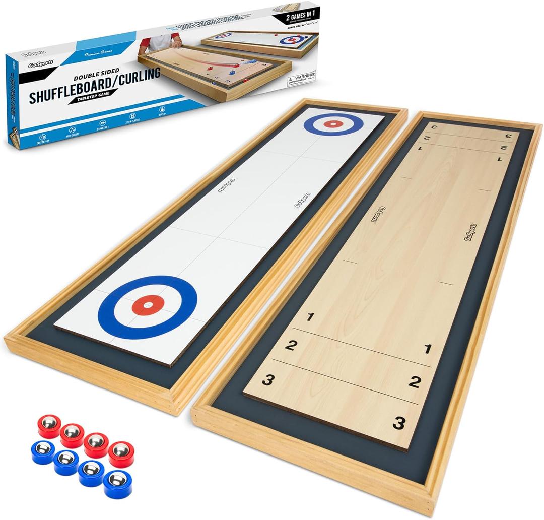 GoSports Shuffleboard and Curling 2 in 1 Tabletop Board Game