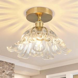Semi Flush Mount Ceiling Light,Hallway Vintage Lights Fixture Ceiling Transparent 11" E26 Vintage Light Fixtures for Closet Hallway Kitchen Dining Room