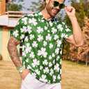 Mens Polo Shirts Short Sleeve Print Golf Shirts Gifts for Men (Green, M)