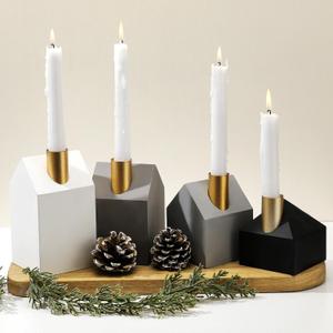4 Pcs Christmas Wood Advent Candle Holders, Wooden Wreath Candlestick Holders for Advent Xmas Table Centerpiece Home Decor, Different Heights 3.54 Inch, 4.33 Inch, 5.12 Inch, and 5.91 Inch