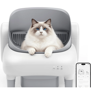 Cumrige Self Cleaning Litter Box,Open Top Automatic Litter Box with App Control for Multiple Cats, Safety Sensors Protection, Odor Control Includes 2 roll Liners,Large Waste Bin