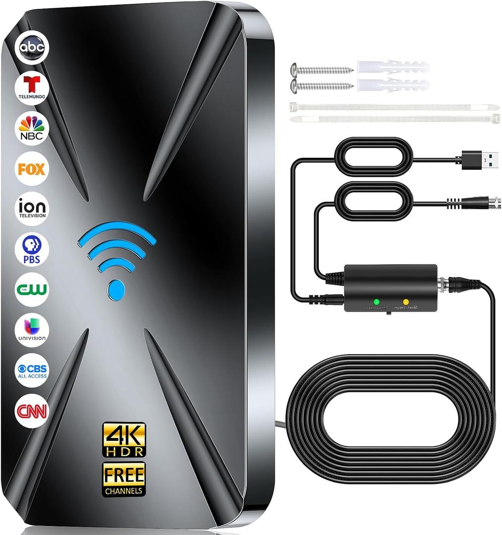 2026 TV Antenna Indoor, Long Range Digital Antenna for Smart TV Indoor, HDTV Antenna for Local Channels with Upgraded Amplifier, Outdoor Antenna Support 8K 4K 1080p All TVs -38FT Coax Cable