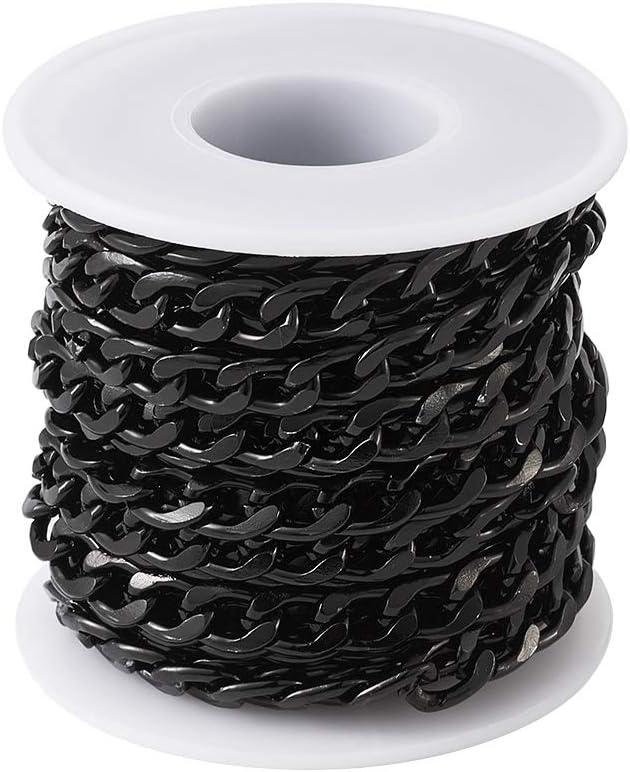 Beadthoven 1 Roll 16.4 Feet Aluminium Curb Chains 12x7x2mm Black Twisted Links Cable Necklace Chain Unwelded with Spool for Jewelry Making Beadthoven 1 Roll 16.4 Feet Aluminium Curb Chains 12x7x2mm Black Twisted Links Cable Necklace Chain Unwelded with Spool for Jewelry Making