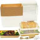 50 Pack Small Charcuterie Boxes with Clear Lids 7.5"Lx 3.3"W- To Go Paper Mini Treat Containers,Rectangle Disposable Bakery Containers, Dessert Boxes for Cookie, Cake Slice Sandwich Chocolate (50)