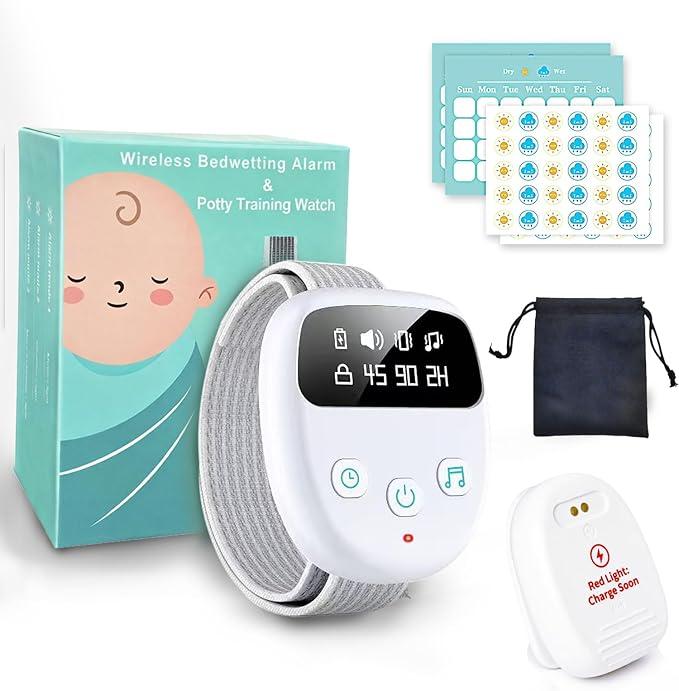 Bedwetting Alarm for Children and Adults, Bed Wetting Alarm for Boys and Girls, Night Potty Training Device , Pee Alarm for Bedwetting,Bedwetting Alarm for Older Kids ,Bed Alarms for Elderly(White)