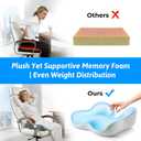 Seat Cushion for Tailbone & Sciatica Pain Relief Certified & Ergonomist-Designed Tapered Front Edge Reduces Thigh Pressure Wide Memory Foam for Office Chair, Car, Wheelchair