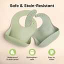KeaBabies 2-Pack Silicone Bibs for Babies, Toddlers Girl, Boy Sturdy Food-Grade Baby Bibs for Eating, Large Food Catcher, Clean & Put On Easily, Waterproof Toddler Feeding Essentials (Sage)