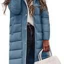 HEEKPEK Womens Winter Long Puffer Coats Thicken Warm Quilted Jacket Mid-Length with Side Zipper and Hood Parka Outerwear (X-Large, Blue)