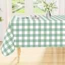 Smiry Rectangle Table Cloth, Waterproof Vinyl Tablecloths with Flannel Backing, Wipeable Buffalo Plaid Table Cover for Indoor and Outdoor (Sage Green & White, 60"x84")