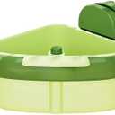 Automatic Dumping Triangular Kitchen Sink Strainer with Suction Cup, Press Design Sink Drain Basket for Vegetables, Fruits, Food Scraps & Storage Rack for Sponges, Soap, Detergent, Space-Saving