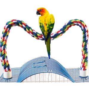 Bird Perch,Bird Rope Perch & Rope Perch,Bird perches for cage,Rope Perch for Conures,Parrots,Cockatiel,Lovebird,Budgerigar,Parakeet Rope perches for cage (polychrome)
