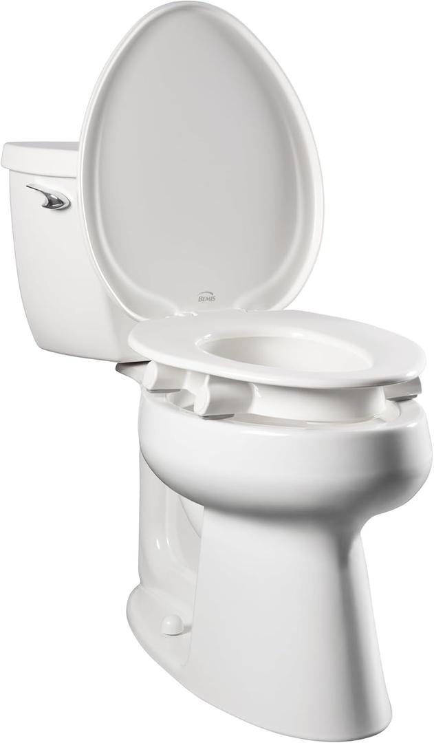 Bemis Assurance 3" Raised Toilet Seat for Seniors, Made in USA, Clean Shield Guard, Secure Hinges, Round, White