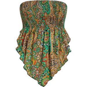 Floerns Women's Plus Size Boho Vintage Graphic Sleeveless Asymmetrical Hem Tube Top Green 3XL