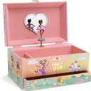 Jewelkeeper Girl's Musical Jewelry Storage Box with Pullout Drawer and Black Ballerina, Little Queen Design, Swan Lake Tune