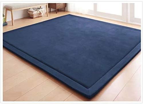 V-Mix Handmade Weaving Plush Foam Play Mat for Baby, Toddler & Children - Yoga & Exercise Mat, Cushy-Soft & Thick, Hypoallergenic, Non-Toxic, Reversible, Deep Blue, 3'11" x 6'7" (Rectangular)