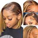 Highlight Straight Bob Wig Human Hair 4/27 Ombre Blonde 5x5 Hd Lace Closure Wig Wear and Go Glueless Bob Wig 10 Inch Pre Plucked With Baby Hair Short Bob Hd Transparent Lace Wigs No Glue Wig for Women