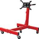 Big RED Steel Rotating Wheeled Engine Stand with 360 Degree Adjustable Rotating Head and Folding Frame: 3/4 Ton (1,500 lb) Capacity, Red