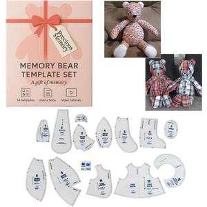 2 x 18in Memory Bear Patterns for Sewing - Memory Bear Bunny Acrylic Template Cutting Ruler Set - Gifts for Christmas Birthday Decorations
