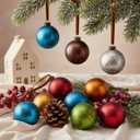 Suncalla 12 Pcs Vintage Rustic Christmas Ball Ornaments 3.15 Inch Farmhouse Distressed Christmas Tree Balls Retro Antique Copper Tone Xmas Hanging Decor for Holiday Winter Wedding Decoration