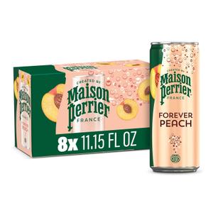 Maison Perrier Forever Peach Flavored Sparkling Water, 11.15 Fl Oz Cans, 8 Count 89.2 fl oz, Best By: 12.24.26