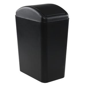 16 Liter Plastic Garbage Can, Waste Bin with Swing Lid (Black)