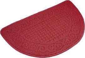 2 x Half Round Non-Slip Kitchen Bedroom Toilet Doormat Floor Rug Mat Keeps Your Floors Clean Decorative Design Large, Red