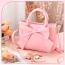 Abbylike Cute Purses for Women Mother Day Gift Leather Crossbody Bag with Bow Handbags with Adjustable Shoulder Strap