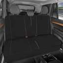 Motor Trend SpillGuard Waterproof Rear Bench Car Seat Cover, Beige Stitching Split Bench Rear Seat Protector with Neoprene Padding, Back Seat Cover for Kids & Dogs, Car Interior Covers