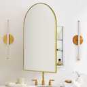 TEHOME 20 x 30'' Brush Gold Arched Bathroom Medicine Cabinet with Mirror Recessed and Surface Mount Medicine Cabinet Mirror