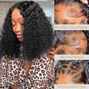 Curly Bob Wig Human Hair 13x4 Lace Front Wigs for Black Women 180% Density Glueless Short Deep Wave Frontal Wig Pre Plucked with Baby Hair 14 Inch Natural Black