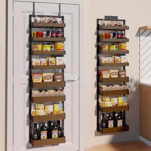 STURDIFLOW 8Tier Over The Door Pantry Organizer | Spice Rack Wall Mount with NoShake Design, Adjustable Baskets | Hanging Seasoning Shelves, Storage Organization for Kitchen Cabinet & Closet