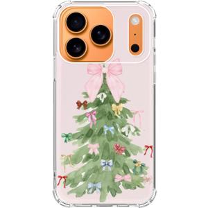 Watercolor Christmas Tree Bow Tie Phone Case Compatible with iPhone 17 Pro, Winter Festival Phone Cover for iPhone 17 Pro