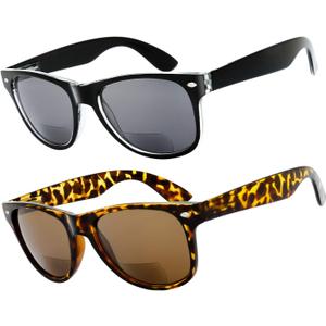 Bifocals Reading Sunglasses Comfortable Stylish Spring Hinge Sun Readers (Black*1 & Demi*1) Bifocals Reading Sunglasses Comfortable Stylish Spring Hinge Sun Readers (Black*1 & Demi*1)