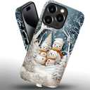 Compatible with iPhone 16 Pro Case,The Snowman Family Four Pattern 2 in 1 Double Protection,Anti-Scratch Shockproof Christmas Case for iPhone 16 Pro