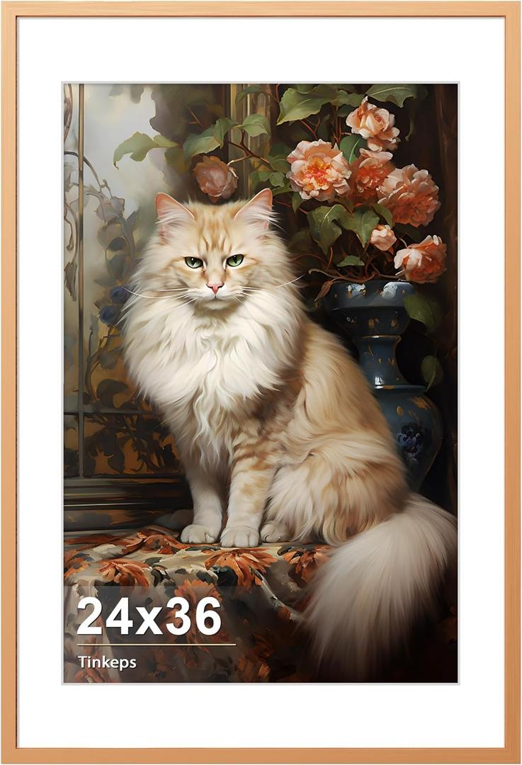 24x36 Metal Poster Frame - 24 x 36 Aluminum Picture Frame with Mat for 20x30 Photo, Tempered Glass Cover, Rose Gold Wall Hanging Photo Frame for Home Dcor