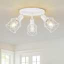WILON Flush Mount Ceiling Light, Kitchen Lighting Fixtures 3-Light Semi Flush Mount Light, Multi-Directional White Ceiling Track Lighting for Kitchen Hallway Dining Room Entryway(E26 Base)