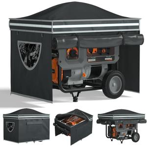Generator Covers While Running, Generator Tent With Bracket, 38X28X27 inches, Roof Design Without Water Accumulation,1680D Marine Canvas Production+Heavy-Duty Stainless Steel Bracket, Black