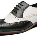 HuitJours Men Oxford Dress Shoes Multicolor Brogues Wing Tips Lace Up Patchwork Two Tone Color Matching Punched Round Toe (10.5)