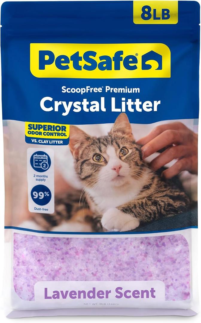 PetSafe ScoopFree Odor Control Crystal Cat Litter, Lavender Scent, 8 Lb Bag