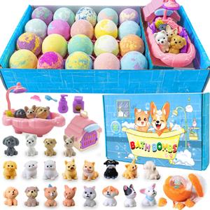 Bath Bombs for Kids with Surprise Inside for Girls Boys Toddlers, 20 Pack Organic Kids Bath Bombs with Surprise Inside, Kids Safe Handmade Bubble Bath Fizzies, Ideal Birthday Christmas Gift Set (20 Different Scents)