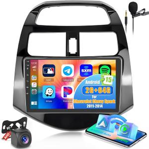 2+64G Upgrade Android 15 Car Stereo for Chevrolet Chevy Spark 2011-2014 Wireless Carplay Android Auto,9'' Touch Screen Bluetooth Radio for Chevy Spark 26UI WiFi GPS EQ SWC FM RDS Dual USB