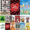 Seasonal Garden Flags Set of 12 Double Sided 12 x 18 Inch Yard Flags, Small Garden Flags for Outside, Fall Winter Halloween Christmas Outdoor Flags, Holiday Flags for All Seasons